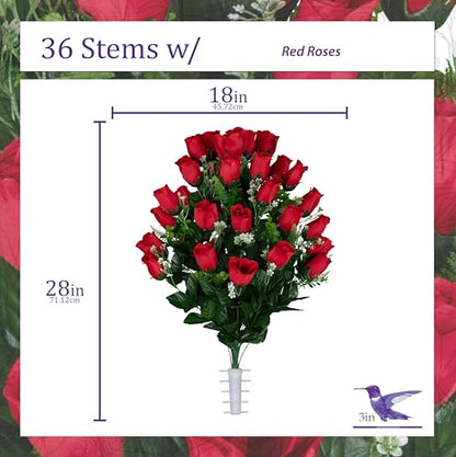 Artificial Cemetery Flowers - Gravesite Flowers - Red Roses - color: Red Roses, size: (1) Bouquet