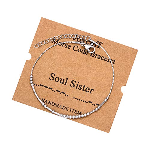 Best Friend Birthday Gifts Morse Code Bracelets For Women Mothers Day Birthday Christmas Gifts For Sister Daughter Grandmother Stainless Steel Jewelry Friendships Inspirational Gifts For Women - style: Silver: Soul Sister
