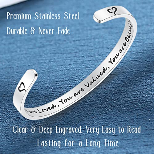SAM & LORI Personal Bracelets for Teens/Women-Inspirational Jewelry Gifts (Various Designs) for Daughter/Sister/Mom/Friends-Adjustable Bracelet in a Pretty Gift Box - style: 2 You are loved you are valued...