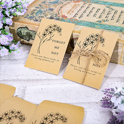 Whaline 200 Pack Seed Packets Forget Me Not Prints Kraft Envelopes Rustic Small Flower Seeds Storage Self-Adhesive Packets for Garden Office Supplies, 3.5 x 2.4 Inch