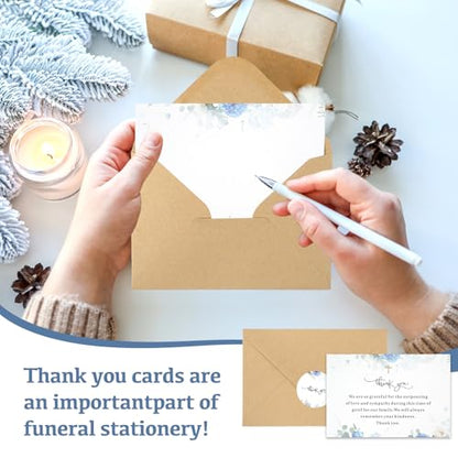 50 Set Funera Thank You Cards with Envelopes and Matching Seal Stickers,Sympathy Cards with Message Bereavement Sympathy Thank You Card for Funeral Family Friends Loved Ones（rose） - style: Rose
