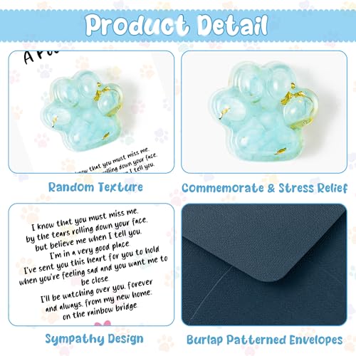 EYxsaxenk Loss of Pet Sympathy Gift - Blue Crystal Mini Paw Pocket Hug with Memorial Card Envelope Remembrance Bereavement Gift for Loss of Dog Cat Sympathy Favor Adult Pet Lover Stress Relief Supply - color: 1pcs Light Blue + I Know Card