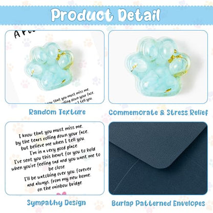 EYxsaxenk Loss of Pet Sympathy Gift - Blue Crystal Mini Paw Pocket Hug with Memorial Card Envelope Remembrance Bereavement Gift for Loss of Dog Cat Sympathy Favor Adult Pet Lover Stress Relief Supply - color: 1pcs Light Blue + I Know Card