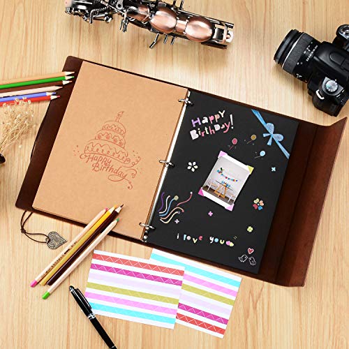 ZEEYUAN Scrap Book Leather Photo Album Family Scrapbook Memory Photo Book 60 Pages, Mothers Day Gift for Mom Mother Scrapbook/Anniversary/Valentines Gifts (Gray) - color: Gray