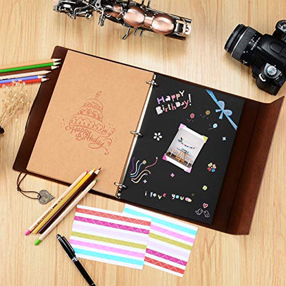 ZEEYUAN Scrap Book Leather Photo Album Family Scrapbook Memory Photo Book 60 Pages, Mothers Day Gift for Mom Mother Scrapbook/Anniversary/Valentines Gifts (Gray) - color: Gray