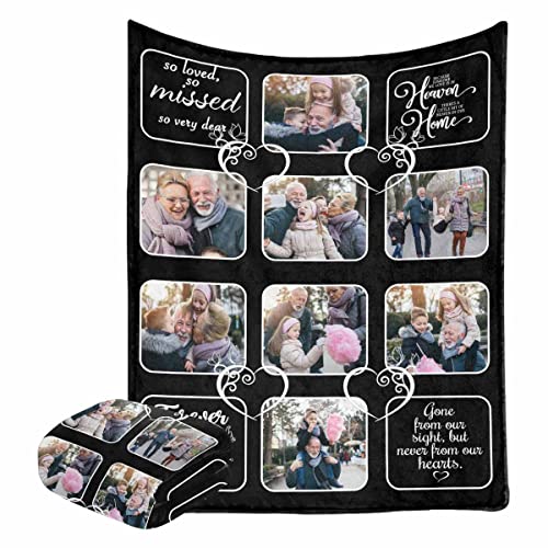 Custom Memorial Blanket Gifts Gone from Our Sight But Never from Our Hearts Personalized Photo Collage Blankets with Picture Name in Loving Memory Blankets Loss Sympathy Blanket for Loss of Dad - color: No.13