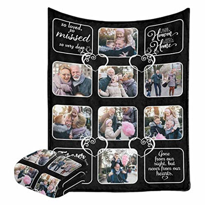 Custom Memorial Blanket Gifts Gone from Our Sight But Never from Our Hearts Personalized Photo Collage Blankets with Picture Name in Loving Memory Blankets Loss Sympathy Blanket for Loss of Dad - color: No.13