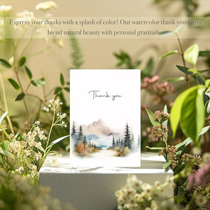 Thank You Cards Set of 20,4x6 Inches Watercolor Nature Forest Thank You Cards with Envelopes, Perfect Thank You Cards Bulk For All Occasions,incl. Baby Shower, Wedding, Birthday Party, Greeting