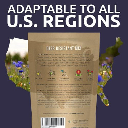 Deer Resistant Wildflower Seed Mixture - Bulk 1 Pound Bag - Over 240,000 Deer Tolerant Seeds - Open Pollinated and Non GMO - size: Bulk 1 Pound