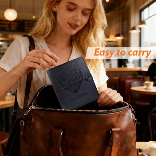 Photo Album 4x6, Leather Scrapbook Album with 50 Photos and 20 Writing Paper, DIY 6 Ring Binder Photo Album for Wedding Kids Birthday Family Travel (Black) - color: Black