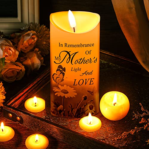 Gerrii Memorial Candle LED Flameless 3x6 Inch Loss of Mother,Butterfly | Sympathy Gift for Loss of Loved One, Remembrance Keepsake with Butterfly Design, Battery Operated Safe for Home Altar