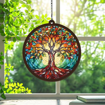 Memorial Suncatcher - Tree of Life - Sympathy Gift for Loss of Loved One - Condolence Bereavement Gifts - Remembrance Funeral Keepsake DIY Hanging Chain Suncatcher with Card - color: Tree of Life Memorial