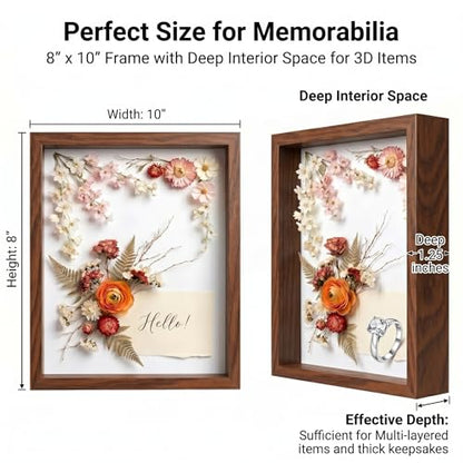 4 Pack Shadow Box Frame Display Cases, 8"x 10" Wood Deep Black Handicrafts Shadowbox for Flowers Jersey Wedding (Dark Wood) - color: Dark Wood