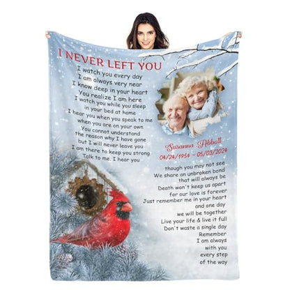 Personalized Memorial Blankets with Photos, in Memory of Loved One Gifts, Sympathy Bereavement Cardinal Blanket for Loss of Mom Dad Grandma Husband Son Daughter - color: New Arrivals-3