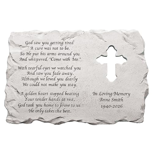 Let's Make Memories Personalized Cross Memorial Stone - Custom Grave Marker - style: Cross Memorial