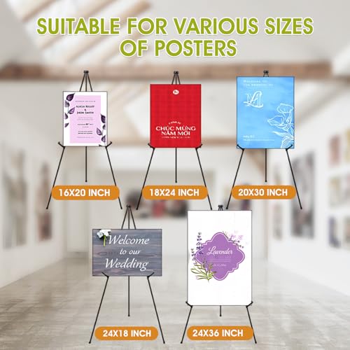 AROIC 63 "Easel Stand for Display, 6 Pack Portable Foldable Metal Easel | Signs Wedding Logos ,Arts, Painting,Adjustable Floor Easels with 6 Storage Bag - style: 6P