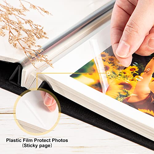 Lanpn Self Adhesive Photo Album Scrapbook 80 Pages, Linen Photos Albums DIY Sticky Magnetic Pages holds 4X6 7x5 A5 Picture for Family Wedding Birthday (Large-40 Sheets/80 Pages, Blue) - color: Blue, size: Sticky Page (Large,80 Pages)