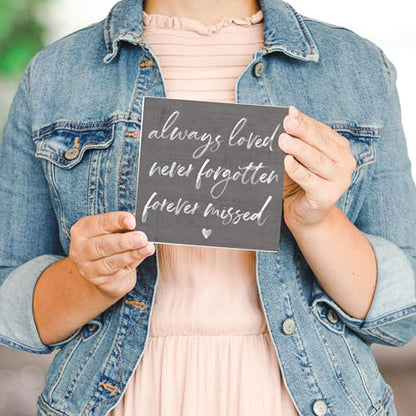 Simply Said, INC Small Talk Squares Celebration of Life Plaque, Always Loved Forever Missed 5.25 inch Wood Sign, Made in USA, STS1509 - color: Always Loved, Forever Missed