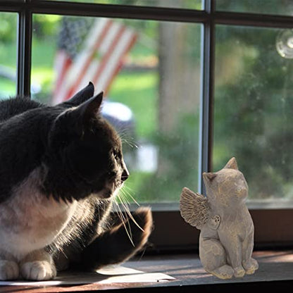 Cat Angel Memorial Figurine, Cat Memorial Gifts, Losing a Cat Sympathy Gift, Cat Gifts for Cat Lovers, Passed Away Cat Gift, Sculpted Hand-Painted Figure - color: Natural-love My Cat (Dark)