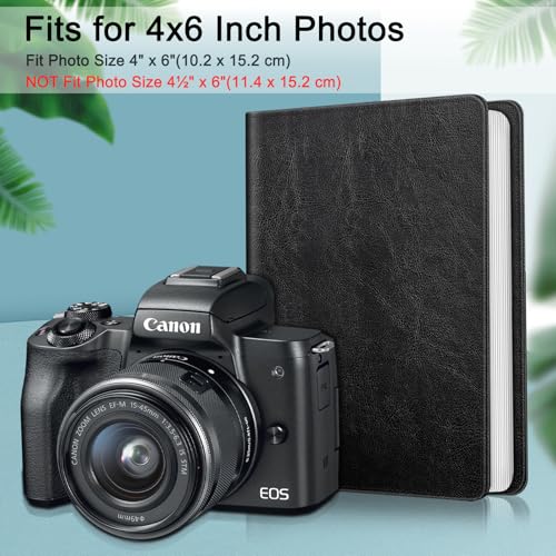 Fintie Photo Album 4x6 Photos - 112 Pockets Wallet Albums Memory Book | Vegan Leather Cover, 4X6 Picture Keepsakes, Family/Wedding/Travel Memory Book, Baby/Kids/Boys/Girls Gift, Black - color: Black
