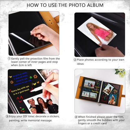 Leather photo Album Self Adhesive Pages, Handamde Leather Scrapbook Photo Album, Wedding Family Album, Holds 3x5, 4x6, 5x7, 6x8, 8x10 Photos - Brown - color: Brown, size: 13.58x13x1.3