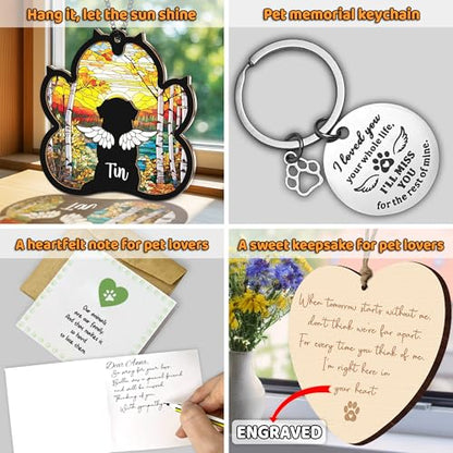 Personalized Dog Memorial Gifts, Paw Suncatcher Remembrance Gift, Engraved Pet Memorial Ornament, Pet Sympathy Keychain, Loss of Animal Sympathy Card, Rainbow Bridge Dog Loss Gift Hanging - color: 01. Custom #1