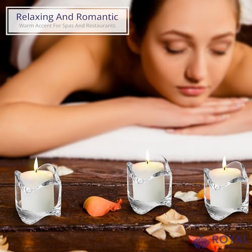 Royal Imports Glass Tea Light Candles Holder 2.5" Tall, Set of 6 | Heat-Resistant, Sturdy Candle Holder Centerpieces for Tables Glass Votive Holders Weddings, Parties, Home & Event Decorations