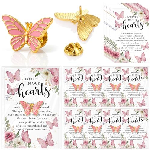 Liliaafar 25 Sets Funeral Favors for Guest Bulk Memorial Butterfly Pins Brooches Celebration of Life Decoration Memorial Gift - color: Pink