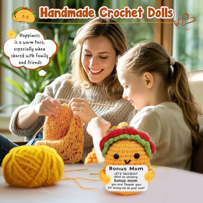 LuoHere Gifts for Stepmom Bonus Mom Mothers Day Funny Gift from Daughter Son, Mothers Day Christmas Birthday Stepmom Gifts Ideas - Handmade Crochet Cute Unique I Love Best Stepped Mom Ever Gift - style: Bonus Mom