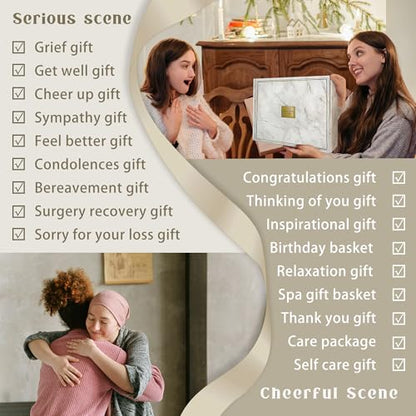 AHAGIFTREE Gift Basket for Women, Care Package, Birthday Gift,12PC Get Well Gifts for Women After Surgery,Get Well Soon,Grief,Sympathy Gifts,Condolences (white) - color: White