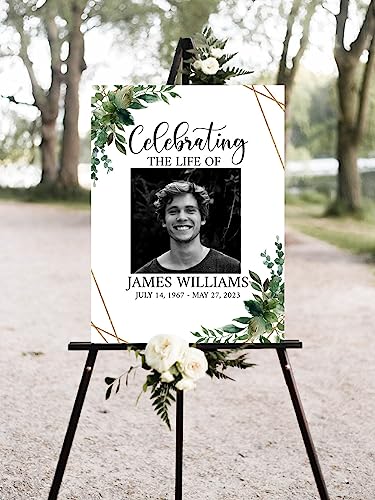 Celebration Of Life Welcome Sign, Gold Funeral Welcome Sign - color: Version #12