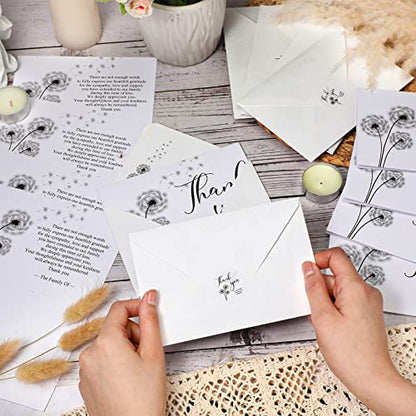 Fumete 50 Set Funeral Thank You Cards, Dandelion - style: Dandelion