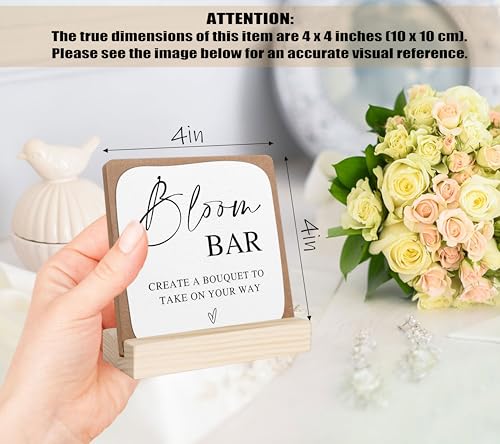 Bloom Bar Sign, Wedding Signs for Ceremony and Reception, Bridal Shower Centerpieces for Tables, Marriage Reception, Bridal Shower Party Favors, Wedding Sign with Wooden Base - color: bloom bar