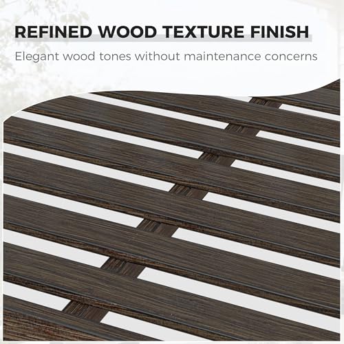 Grand patio 52" Farmhouse Outdoor Bench, Garden Benches with Anti-Rust Aluminum Powder Coated Frame, Faux Wood Grain Finish Frame Patio Bench for Front Porch, Northwoods Brown | Anti-rust Aluminum Frame, Faux wood Grain Finish, for Front Porch, Yard, Park