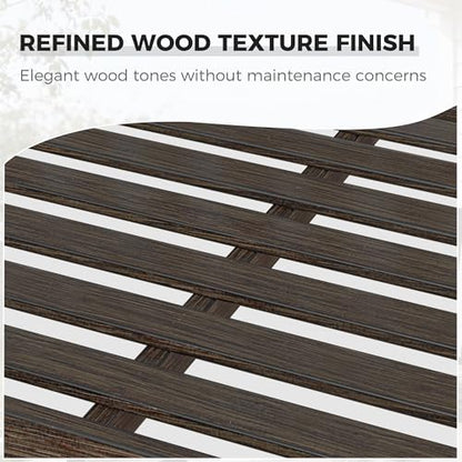 Grand patio 52" Farmhouse Outdoor Bench, Garden Benches with Anti-Rust Aluminum Powder Coated Frame, Faux Wood Grain Finish Frame Patio Bench for Front Porch, Northwoods Brown | Anti-rust Aluminum Frame, Faux wood Grain Finish, for Front Porch, Yard, Park
