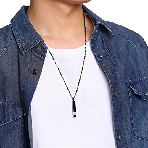 Urn Necklaces for Ashes Stainless Steel Bar Pendant Necklace Cube Memorial Ashes Necklace Crystal Cremation Urn Pendant for Men - color: Silver-bule