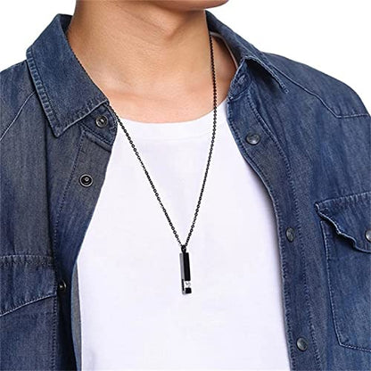 Urn Necklaces for Ashes Stainless Steel Bar Pendant Necklace Cube Memorial Ashes Necklace Crystal Cremation Urn Pendant for Men - color: Silver-bule