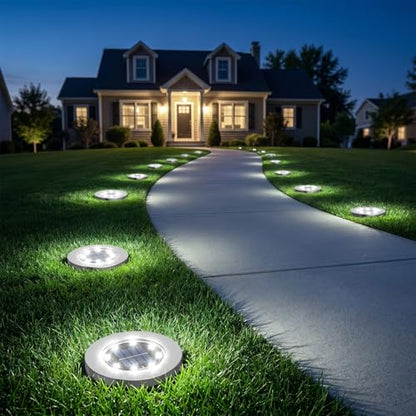 INCX 12 Pack 4.6 Inch Solar Ground Lights Outdoor, Waterproof, Cold White - color: Cold, size: 12 Pack