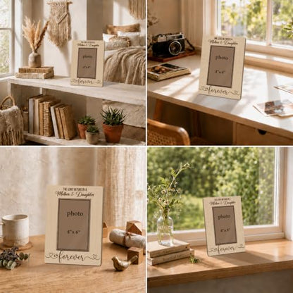 Mother Daughter Picture Frame 4x6, The Love Between a Mother and Daughter Is Forever Photo Frame, Rustic Farmhouse Wooden Picture Frames, Mother's Day Birthday Christmas Gift for Mom - color: color02