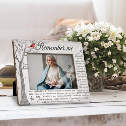 Remember Me Picture Frame for Loss of Loved one, Sympathy Bereavement Gifts for Family, Condolences Remembrance In Memory of Mom Dad Brother Sister Baby, Tabletop and Wall Mount Display 4x6” - color: Grey