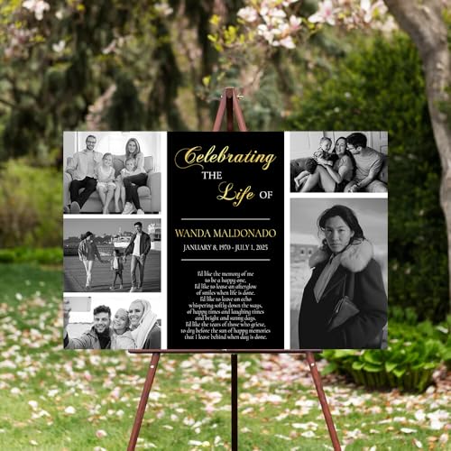 Personalized Funeral Welcome Signs, Celebration Of Life Yard Sign, Celebration of Life Decoration, Custom Memorial Sign, Minimalist Memorial Sign With Photo, Memory Signs For Funerals#1 - color: Design 1