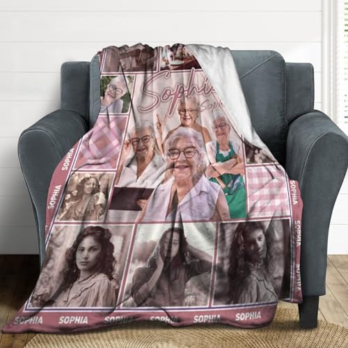 Artsadd Personalized Blanket in Memory of Mother Father, Custom Throws with Picture Text Name, Memorial Gift for Loss of Loved One,Remembrance Gift - color: Multi Photos+multi Names 01