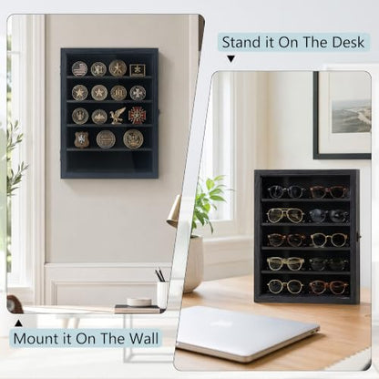 GMFrames 11x14 Wooden Shadow Box Frame with Removable Shelves Deep Display Case for Military Medals Keepsakes Black - color: Black, size: 11x14
