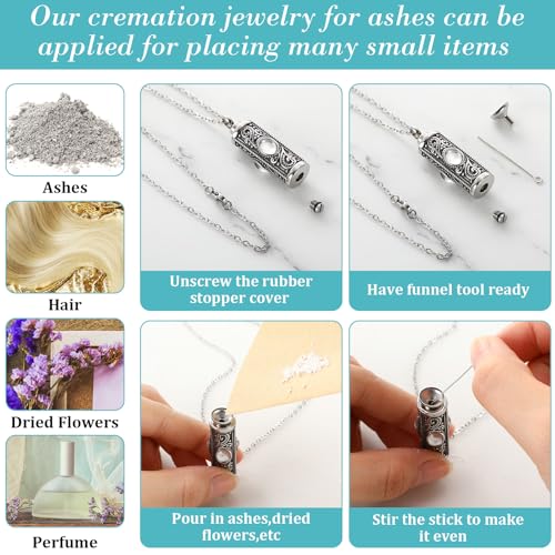 Jexine 10 Pcs Urn Necklace Cremation Jewelry for Men - color: Black, White