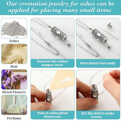 Jexine 10 Pcs Urn Necklace Cremation Jewelry for Men - color: Black, White