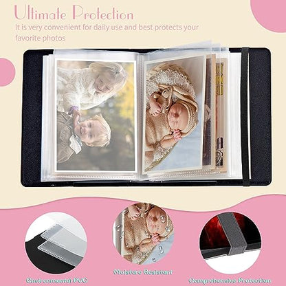 Photo Album 4x6 Photos - 60 Photos Capacity PU Leather Cover Photo Album with Strong Elastic Band, Portable Picture Album for Family Wedding Wedding Anniversary, Basketball Flash - color: Basketball Flash