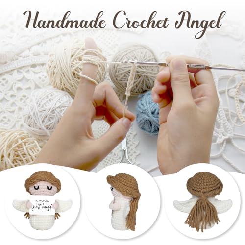 Sympathy Gifts for Loss of Loved One - No Words Just Hugs - Handmade Crochet Angel Doll, Bereavement Condolences Memorial Gift, Get Well Soon, Miscarriage, Comfort Gifts for Women - style: No Words Just Hug