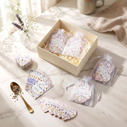 Crtiin 50 Sets Wedding Favors for Guests, Heart Shaped Wildflower Seed Paper with Let Love Grow Cards and Organza Bags for Bridal Shower, Engagement, Anniversary Party Guests - style: Heart Shaped Wedding Theme