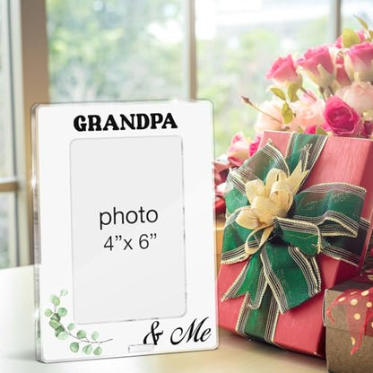 Grandpa Picture Frame Gifts for Grandpapa Pops Birthday Christmas, Grandpa & Me Acrylic Picture Frames 4 x 6 Inch Photo - color: G-Grandpa