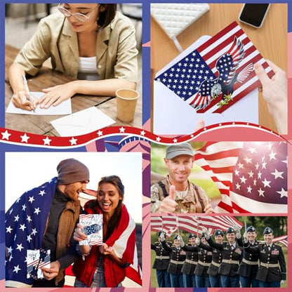 60Set 4th of July Patriotic Greeting Cards 250th Anniversary American Flag